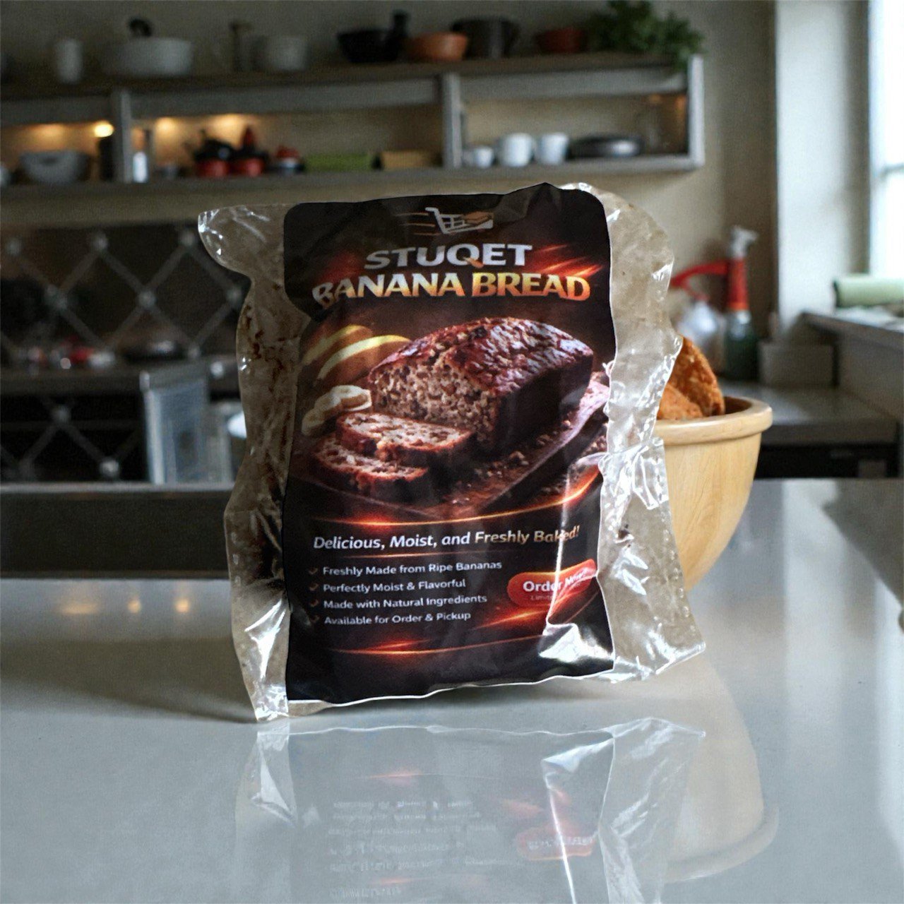 Stuqet Banana Bread available in ( 0reos , Chocolate chips , coconut , Plain )